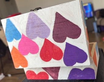 Colourful heart painted box