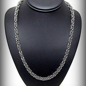 Chainmail Byzantine Necklace Handmade Polished Stainless Steel