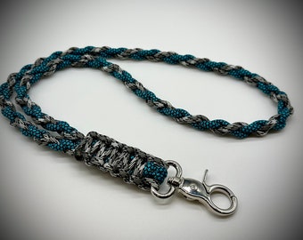 Cordón de cuello de paracord resistente con espiral trenzado redondo y gatillo a presión - ¡MÁS DE 400 COLORES!