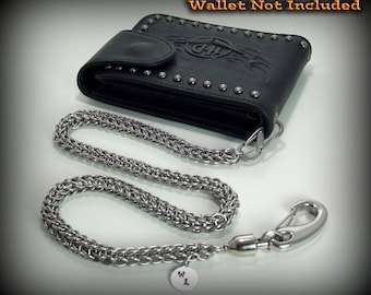 Cadena de billetera Chainmail con acero inoxidable giratorio hecho a mano