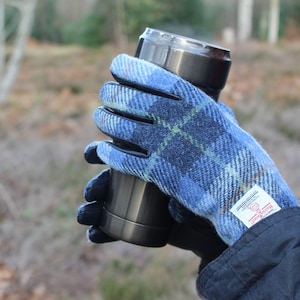 Genuine Harris Tweed Gloves with Fleece Palms Fully Lined ZG012 BLUE PASTELS