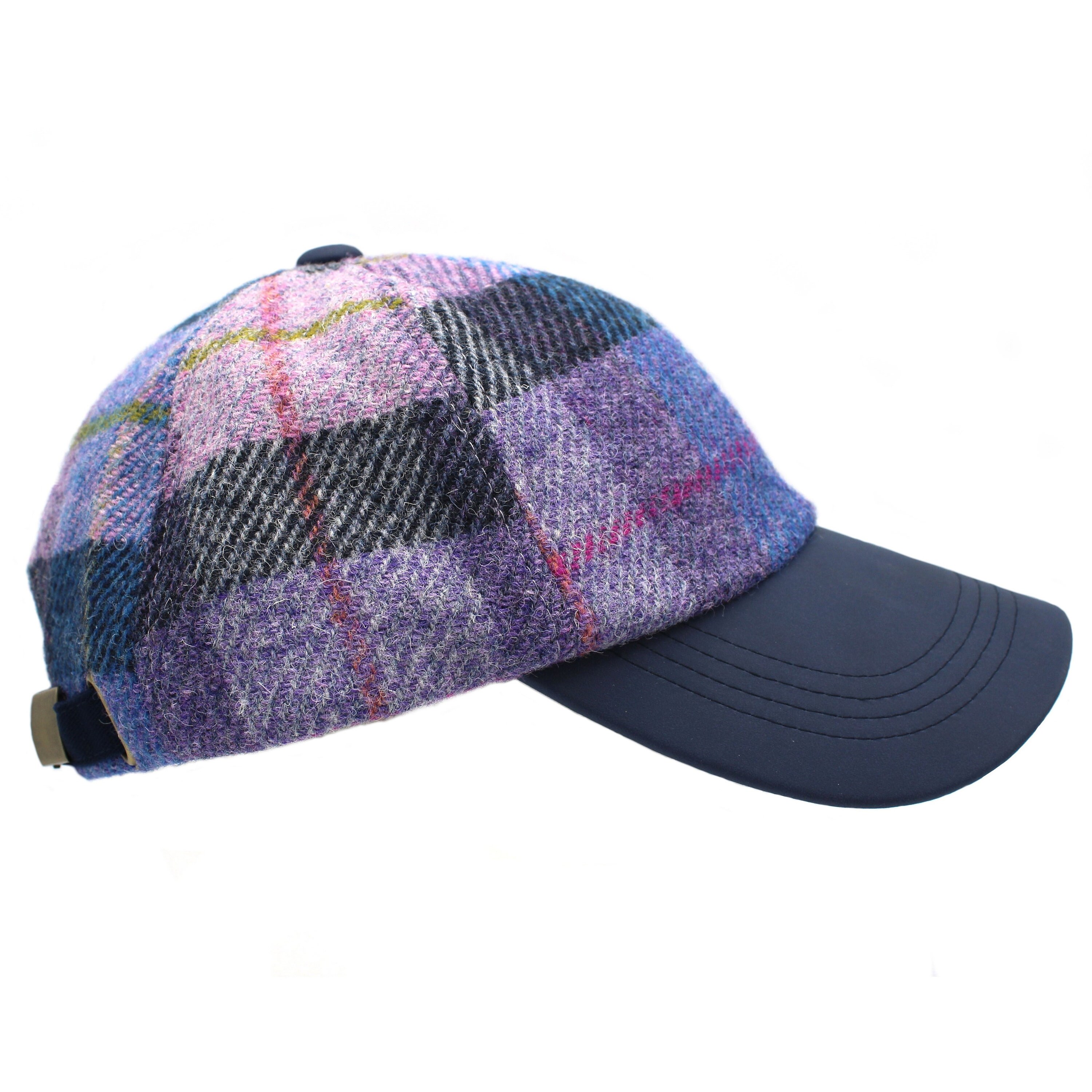 Genuine Harris Tweed Baseball Cap Faux Leather Peak
