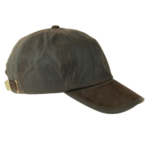 Britische gewachste Baumwolle Baseball Cap Echtleder Spitze Verstellbarer Riemen Wasserabweisend ZH009 BROWN