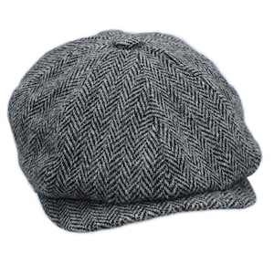 Genuine Harris Tweed Peaky Blinders Cap 'Peaky Blinders'' Style Quilted Satin Lining Great Shape ZH028 BLACK/GREY HERRINGBONE