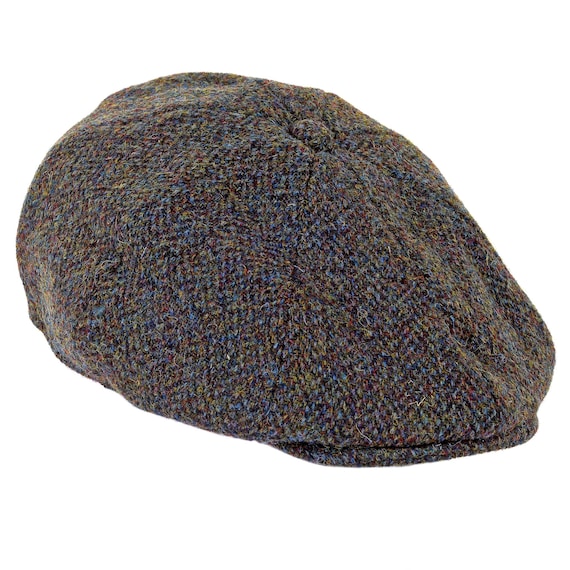 Genuine Harris Tweed Cap Compact 8 Piece Shape Satin Lining
