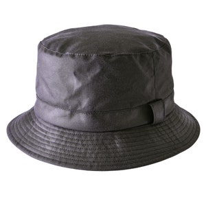 British Waxed Cotton Bucket Hat Compact Water Resistant Check Lining ZH003 BLACK
