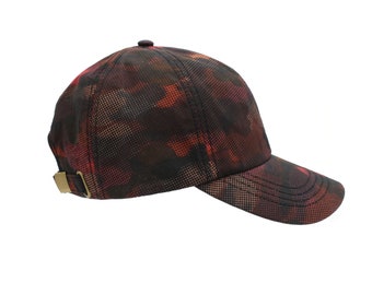 British Hybrid Aero Waxed Cotton Graphic Camouflage Baseball Cap Waterproof Fully Lined ZH264 RED CAMO