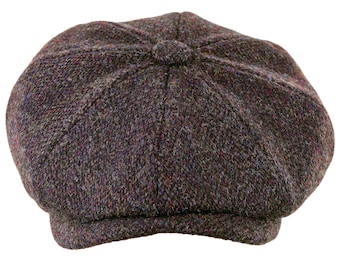 Echte Harris Tweed Peaky Blinders Cap 'Peaky Blinders'' stijl gewatteerde satijnen voering grote vorm ZH028 BRUIN GERST