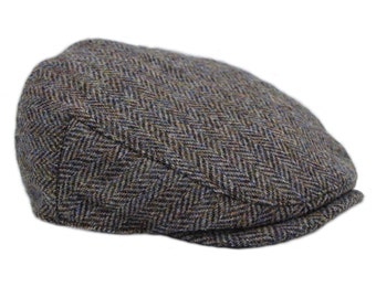 Genuine Harris Tweed Flat Cap Deep Back Satin Lining Classic Style ZH014 SLATE