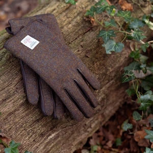 Grant Harris Tweed And Leather Men's Gloves ZG014 BROWN MIX