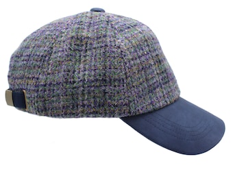 Genuine Harris Tweed Baseball Cap Faux Leather Peak