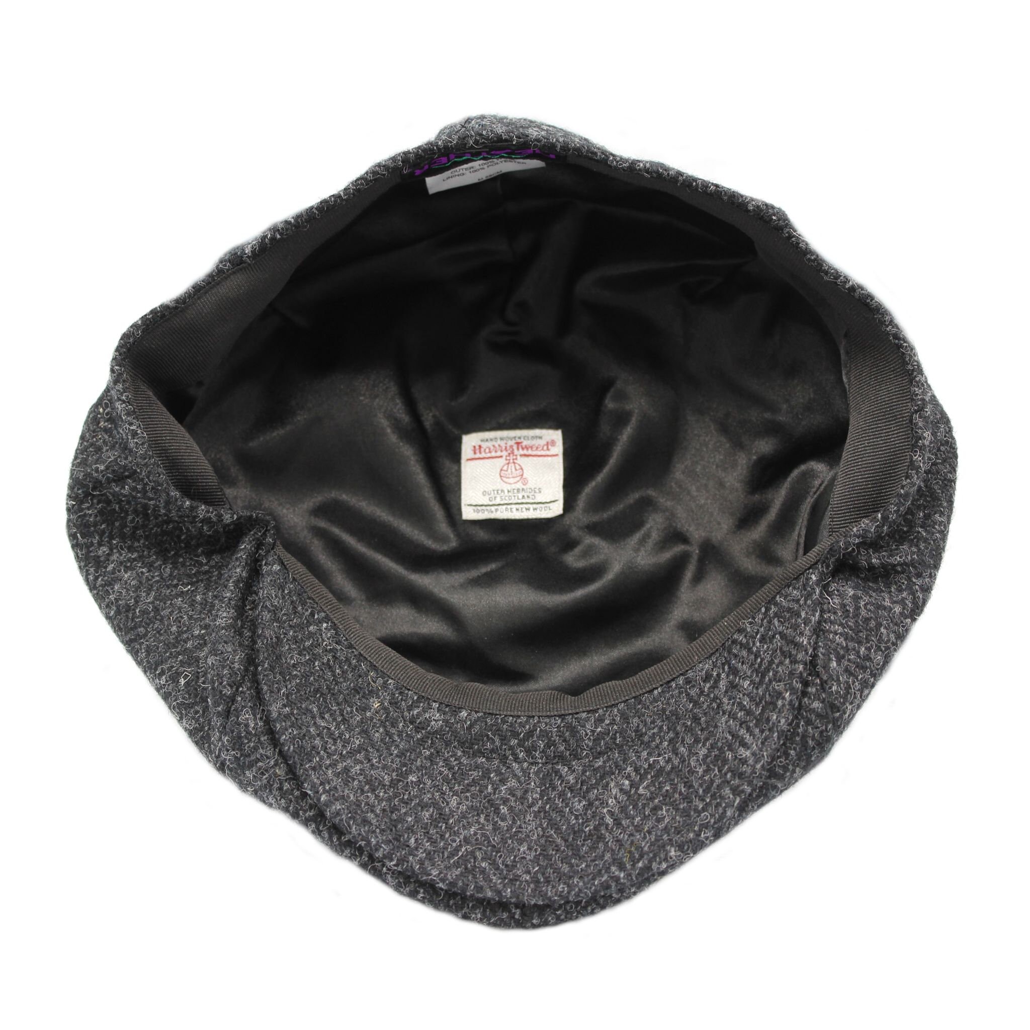 Genuine Harris Tweed Cap Compact 8 Piece Shape Satin Lining