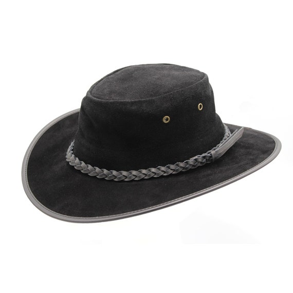 ZH245 Mitch Suede Leather Outback Hat - Etsy display picture 1
