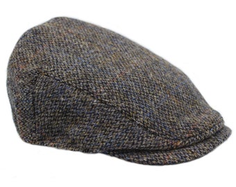 Véritable casquette plate Harris Tweed avec doublure en satin à dos profond, style classique ZH014 GRIS