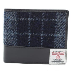 Cartera de piel auténtica y tweed Harris auténtico ZB080 CUADROS NEGROS Y GRISES