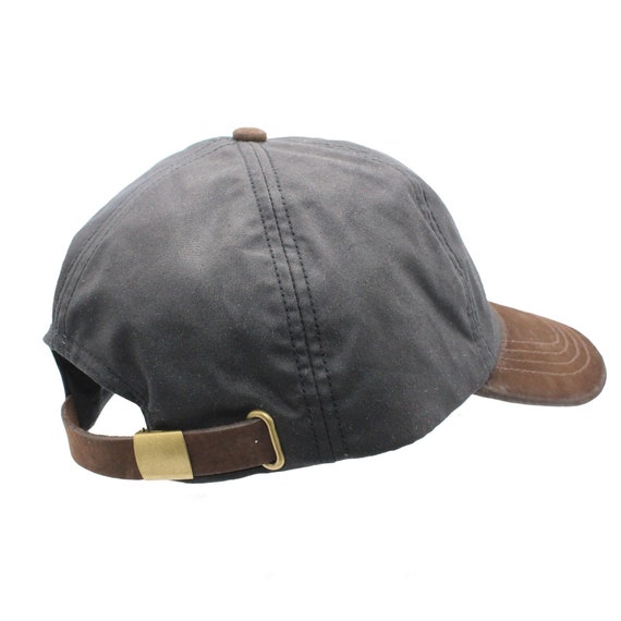 Buy British Waxed Cotton Baseball Cap Genuine Leather Peak