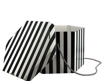 Candy Stripe Hexagonal Hat Box - Fits 27cm Hats - HA030