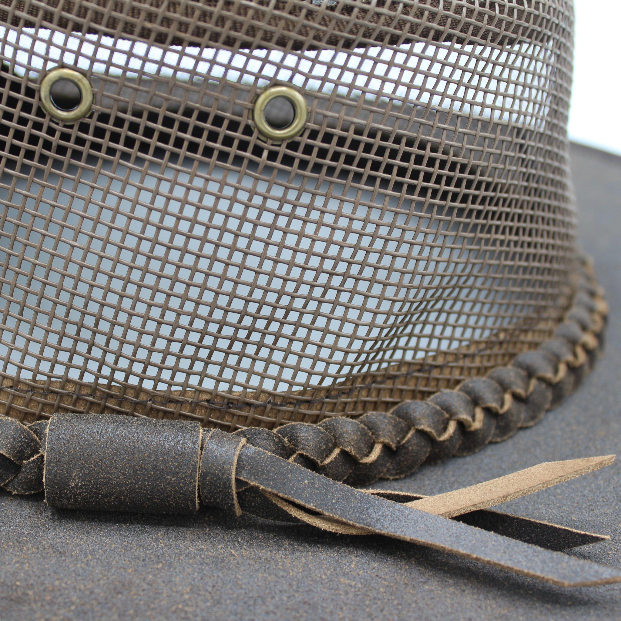 Brown Mesh Outback Hat with Decorative Band Kodiak with Mesh | Oilskin Hats by Outback Trading Company  main image 3