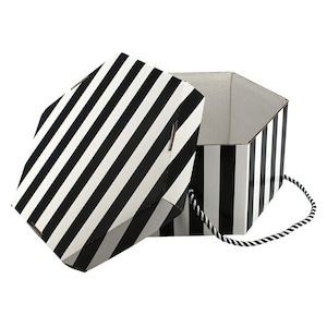 Scatola per cappelli esagonale a righe colorate - Adatta a cappelli fino a 23 cm - HA027