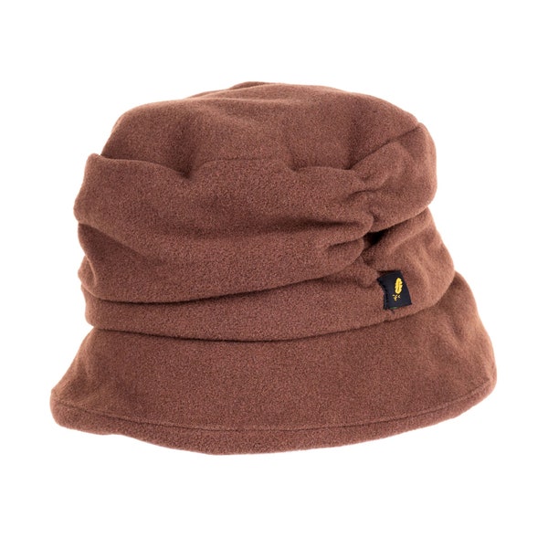 Hatman Of Ireland Wool Mix Ladies Ruched Bucket Hat Fully Lined Elasticated Fit ZH203 DARK TAN