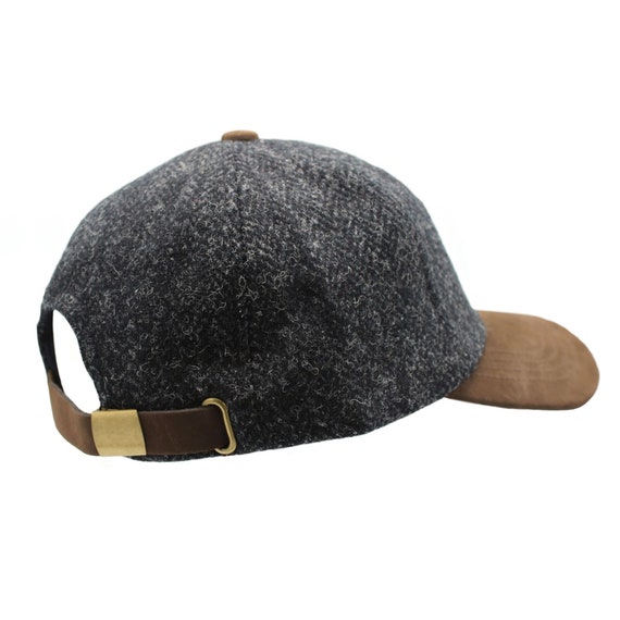 Genuine Harris Tweed Baseball Cap Real Leather Peak