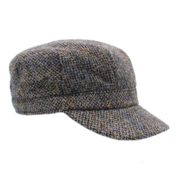 Genuine Harris Tweed Cadet Army Cap Elasticated Back To Fit Most Fully Lined ZH227 GREY MIX