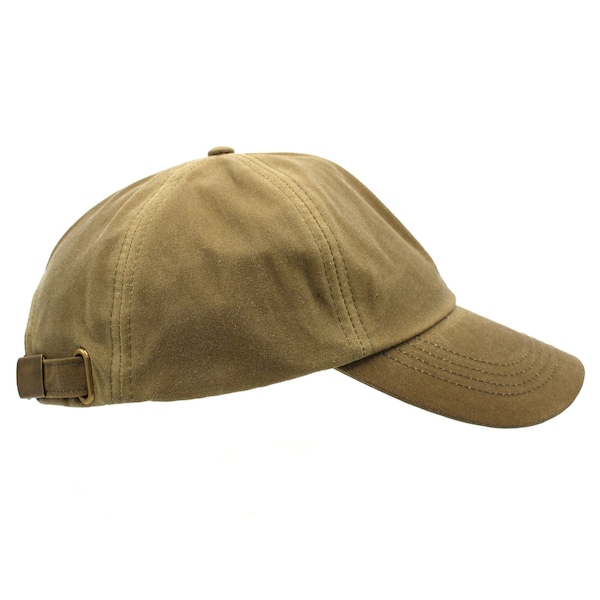 British Waxed Cotton Baseball Cap Adjustable Strap Water Resistant Fully Lined ZH001 SAND