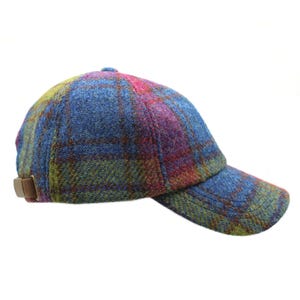 Rannoch Harris Tweed Baseball Cap ZH281 BLUE GREEN PLUM