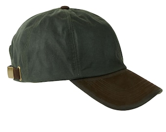 Baseballpet van gewaxt katoen, echt leer, verstelbare riem, waterbestendig ZH009 OLIVE