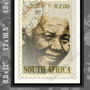 Nelson Mandela STAMP, Nelson Mandela print, Mandela Poster, Nelson Mandela art, Mandela Print, Nelson Mandela Gift, Present, South Africa
