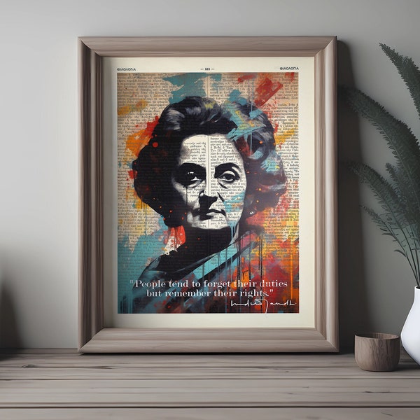 Indira Gandhi Quote Print, Indian Politician Prime Minister Decor Social Reformer India Philosopher Poster Female Leader Parliament wall art