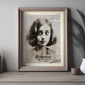 Anne Frank Quote Print, Girl Writer Poster Jewish Martyr Decor Inspirational Philosopher World War Two Beautiful gift for Her wall art WWII