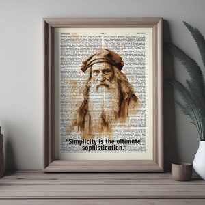 Leonardo Da Vinci Print, High Renaissance Quote Poster Italian Decor astronomer Wall Hanger Philosopher Scientific Revolution gift art