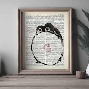 Majumoto Hoji Toad Poster Frog Print Meika Gafu Decor Gift For Her Traditional Japanese home decor Japan Zenga wall art Sumi-e wall hanger