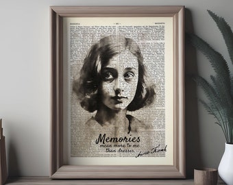 Anne Frank Quote Print, Girl Writer Poster Jewish Martyr Decor Inspirational Philosopher World War Two Beautiful gift for Her wall art WWII