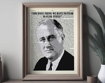 Franklin D. Roosevelt Quote FDR Print American President Poster 32nd United States Democrat Influential World Leader WWII world war 2 Icon