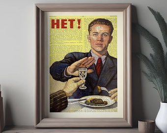 Russian Propaganda Vintage Poster, No alcohol Print USSR Retro Wall art living room wall hanger mancave Print, Bar Decor funny gift for him