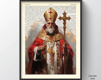 Real Santa Claus Print Saint Nicholas Poster St Nick Decor Gift Orthodox Christmas home decor Religious wall art Christian wall hanger