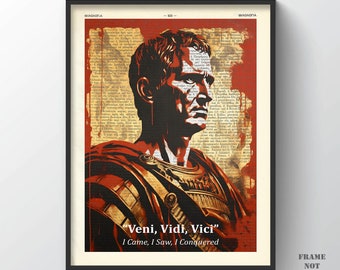 Julius Caesar Quote Print 2 Philosophical Saying Philosophy Poster Roman General Cross Rubicon Veni Vidi wall art Ancient Rome Gift for him