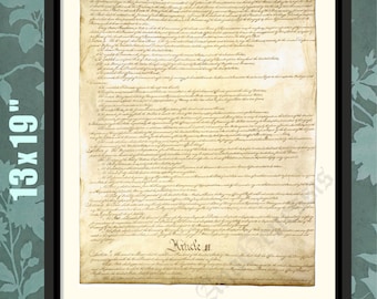Constitución de los Estados Unidos, 2ª página, Impresión de la Constitución, Arte de la Constitución, Decoración de la Constitución, Impresión histórica, Arte histórico, Decoración histórica, Regalo