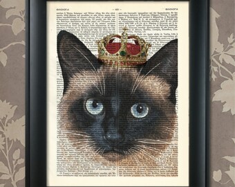 Gatto siamese, ritratto di gatto siamese, stampa di gatto siamese, arte del gatto siamese, arte della parete del gatto siamese, ritratto di gatto domestico, orgoglioso gatto siamese, stampe di gatto,