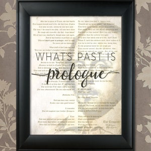 William Shakespeare, The Tempest, Quote, What&#39;s Past is Prologue, Shakespeare Print, Shakespeare Art, Shakespeare Poster, The Bard, English