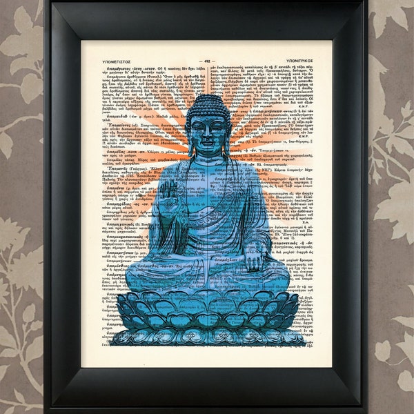 Buddha Pop Art Blue / Buddha Print, Buddha Poster, Buddha Art, Buddha Decor, Buddha Wall Art, Zen Print, Zen Poster, Dictionary Art Print