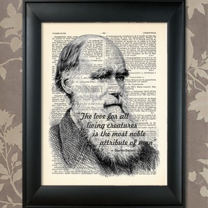 Charles Darwin Quote, Charles Darwin print, Darwin Poster, Charles Darwin art, Darwin wall art, Science, Biology, Animal Love