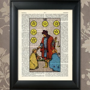 Six of Pentacles, Tarot Card Print, Tarot Card Poster, Tarot Print, Tarot art, Tarot wall art,Tarot Gift,Tarot Cards,Tarot Deck,Minor Arcana
