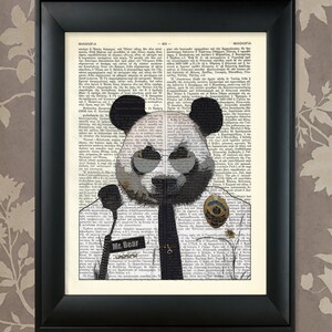 Panda Cop / Upcycled Dictionary Antique Art Print / 8.5&quot;x11&quot; (210x280 mm) / Vintage Greek Encyclopedia Poster