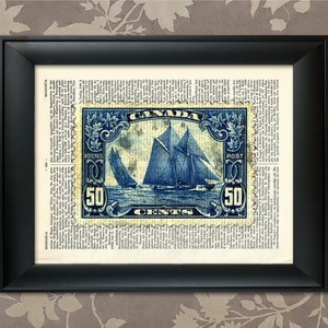 1929 Bluenose Kanada, seltene Briefmarke, Briefmarke Kunst, Briefmarken Druck, Briefmarke Poster, Briefmarke, Briefmarken sammeln