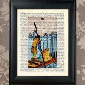 Zes van zwaarden, Tarot Card Print, Tarot Card Poster, Tarot Print, Tarot kunst, Tarot kunst aan de muur, Tarot Gift, Tarotkaarten, Tarot Deck, Minor Arcana