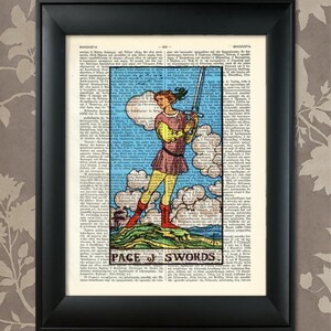 Página de espadas, Tarot Card Print, Tarot Card Poster, Tarot Print, Tarot art, Tarot wall art, Tarot Gift, Tarot Cards, Tarot Deck, Minor Arcana