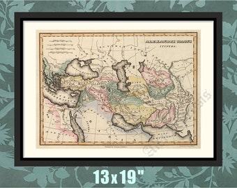 Alexander the Great, 323 BC, Greek Empire, Ancient Greece, Greek History Print, Historical Map, Historical Print, Historical Art, Greek Gift
